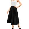 image:imageFlygo Pleated Midi Skirt for Women High Waisted ALine Flowy Skirt Lightweight Long Skirt for Summer Casual Dressy OccasionsBlack