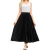 image:imageFlygo Pleated Midi Skirt for Women High Waisted ALine Flowy Skirt Lightweight Long Skirt for Summer Casual Dressy OccasionsBlack