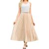 image:imageFlygo Pleated Midi Skirt for Women High Waisted ALine Flowy Skirt Lightweight Long Skirt for Summer Casual Dressy OccasionsChampagne