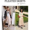 image:imageFlygo Pleated Midi Skirt for Women High Waisted ALine Flowy Skirt Lightweight Long Skirt for Summer Casual Dressy OccasionsChampagne