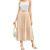 image:imageFlygo Pleated Midi Skirt for Women High Waisted ALine Flowy Skirt Lightweight Long Skirt for Summer Casual Dressy OccasionsChampagne