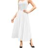 image:imageFlygo Pleated Midi Skirt for Women High Waisted ALine Flowy Skirt Lightweight Long Skirt for Summer Casual Dressy OccasionsWhite