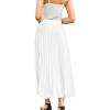 image:imageFlygo Pleated Midi Skirt for Women High Waisted ALine Flowy Skirt Lightweight Long Skirt for Summer Casual Dressy OccasionsWhite