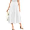 image:imageFlygo Pleated Midi Skirt for Women High Waisted ALine Flowy Skirt Lightweight Long Skirt for Summer Casual Dressy OccasionsWhite