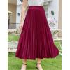 image:imageFlygo Pleated Midi Skirt for Women High Waisted ALine Flowy Skirt Lightweight Long Skirt for Summer Casual Dressy OccasionsWine