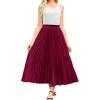image:imageFlygo Pleated Midi Skirt for Women High Waisted ALine Flowy Skirt Lightweight Long Skirt for Summer Casual Dressy OccasionsWine