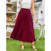 image:imageFlygo Pleated Midi Skirt for Women High Waisted ALine Flowy Skirt Lightweight Long Skirt for Summer Casual Dressy OccasionsWine