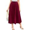 image:imageFlygo Pleated Midi Skirt for Women High Waisted ALine Flowy Skirt Lightweight Long Skirt for Summer Casual Dressy OccasionsWine