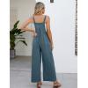 image:imageFlygo Womens Cotton Bib Overalls Loose Fit Wide Leg Jumpsuits Casual Rompers with PocketsBlue Grey