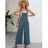 image:imageFlygo Womens Cotton Bib Overalls Loose Fit Wide Leg Jumpsuits Casual Rompers with PocketsBlue Grey