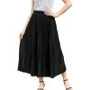 image:imageFlygo Pleated Midi Skirt for Women High Waisted ALine Flowy Skirt Lightweight Long Skirt for Summer Casual Dressy OccasionsBlack