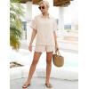 image:imageFlygo Women Casual 2 Piece Outfits Cotton Pajama Sets Loungewear Loose Button Down Shirt Shorts Gauze Set BeachwearApricot