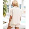 image:imageFlygo Women Casual 2 Piece Outfits Cotton Pajama Sets Loungewear Loose Button Down Shirt Shorts Gauze Set BeachwearApricot
