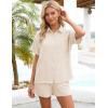 image:imageFlygo Women Casual 2 Piece Outfits Cotton Pajama Sets Loungewear Loose Button Down Shirt Shorts Gauze Set BeachwearApricot