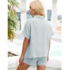 image:imageFlygo Women Casual 2 Piece Outfits Cotton Pajama Sets Loungewear Loose Button Down Shirt Shorts Gauze Set BeachwearBlue Grey