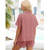 image:imageFlygo Women Casual 2 Piece Outfits Cotton Pajama Sets Loungewear Loose Button Down Shirt Shorts Gauze Set BeachwearCoral Pink