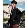 image:imageFlygo Womens Button Down Denim Shirt Lightweight Chambray Long Sleeve Blouse Tops Casual Lapel Collar Shacket with PocketsBlack