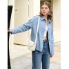 image:imageFlygo Womens Button Down Denim Shirt Lightweight Chambray Long Sleeve Blouse Tops Casual Lapel Collar Shacket with PocketsBlue