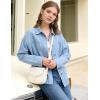 image:imageFlygo Womens Button Down Denim Shirt Lightweight Chambray Long Sleeve Blouse Tops Casual Lapel Collar Shacket with PocketsBlue