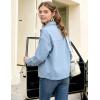image:imageFlygo Womens Button Down Denim Shirt Lightweight Chambray Long Sleeve Blouse Tops Casual Lapel Collar Shacket with PocketsBlue
