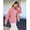 image:imageFlygo Womens Button Down Denim Shirt Lightweight Chambray Long Sleeve Blouse Tops Casual Lapel Collar Shacket with PocketsPink