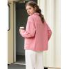 image:imageFlygo Womens Button Down Denim Shirt Lightweight Chambray Long Sleeve Blouse Tops Casual Lapel Collar Shacket with PocketsPink