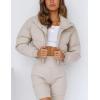 image:imageFlygo Womens Cropped Puffer Jacket Full Zip Winter Quilted Down Coat OutwearBeige