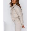 image:imageFlygo Womens Cropped Puffer Jacket Full Zip Winter Quilted Down Coat OutwearBeige