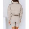 image:imageFlygo Womens Cropped Puffer Jacket Full Zip Winter Quilted Down Coat OutwearBeige