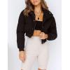 image:imageFlygo Womens Cropped Puffer Jacket Full Zip Winter Quilted Down Coat OutwearBlack
