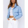 image:imageFlygo Womens Cropped Puffer Jacket Full Zip Winter Quilted Down Coat OutwearBlue