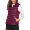 image:imageFlygo Womens Packable Lightweight Down Quilted Vest Zip Up Outdoor Puffer VestWine Red