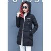 image:imageFlygo Womens Puffer Parka Jacket Thickened Hooded Long Quilted Insulated Warm Coat Small Black