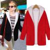 image:imageFlygo Womens Reversible Fleece VNeck Winter Hooded Long Puffer CoatRed