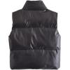 image:imageFlygo Womens Winter PU Leather Quilted Cropped Puffer Vest Faux Leather Zip Up Sleeveless JacketBlack