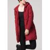 image:imageFlygo Womens Winter Warm Quilted Down Coat Hooded MidLong Puffer JacketWine Red