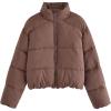 image:imageFlygo Womens Cropped Puffer Coats Winter Quilted Jacket Lightweight Bubble Padded outerwearCoffeeS