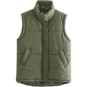 image:imageFlygo Puffer Vest Women Lightweight Stand Collar Sleeveless Zip Up Padded Gilet JacketArmygreen