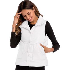 image:imageFlygo Womens Classic Quilted Cotton Padded Puffer Down Vest Waistcoat Sleeveless Cotton Down JacketWhite