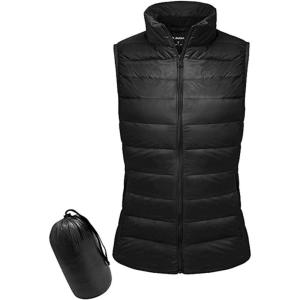image:imageFlygo Womens Packable Lightweight Down Quilted Vest Zip Up Outdoor Puffer VestBlack