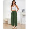 image:imageFlygo Womens Wide Leg Pants Summer Beach High Waisted Drawstring Palazzo Trousers Casual Loose Harem Pants with PocketsArmy Green