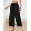image:imageFlygo Womens Wide Leg Pants Summer Beach High Waisted Drawstring Palazzo Trousers Casual Loose Harem Pants with PocketsBlack