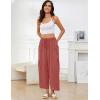 image:imageFlygo Womens Wide Leg Pants Summer Beach High Waisted Drawstring Palazzo Trousers Casual Loose Harem Pants with PocketsDusty Rose