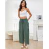 image:imageFlygo Womens Wide Leg Pants Summer Beach High Waisted Drawstring Palazzo Trousers Casual Loose Harem Pants with PocketsGreen