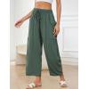 image:imageFlygo Womens Wide Leg Pants Summer Beach High Waisted Drawstring Palazzo Trousers Casual Loose Harem Pants with PocketsGreen