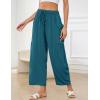 image:imageFlygo Womens Wide Leg Pants Summer Beach High Waisted Drawstring Palazzo Trousers Casual Loose Harem Pants with PocketsLake Blue