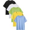 image:imageFlygo Boys 5 Pack Short Sleeve TShirts Cotton Soft Basic Tees Crewneck Casual Top for Kids ToddlersBlack white yellow fruitgreen skyblue