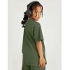 image:imageFlygo 3 Pack Boys Girls TShirts Cotton Acid Washed Oversized Tee Shirts Kids Loose Short Sleeve Summer Basic T Shirt TopsArmy Green