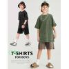 image:imageFlygo 3 Pack Boys Girls TShirts Cotton Acid Washed Oversized Tee Shirts Kids Loose Short Sleeve Summer Basic T Shirt TopsBlackbeigearmy