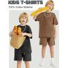 image:imageFlygo 3 Pack Boys Girls TShirts Cotton Acid Washed Oversized Tee Shirts Kids Loose Short Sleeve Summer Basic T Shirt TopsBlackdarkgreycoffee